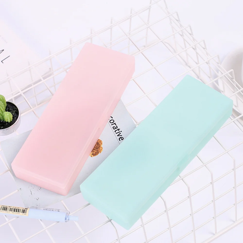 

3Pcs Pencil Box Stationery Translucent Frosted Pen Storage Case Holder