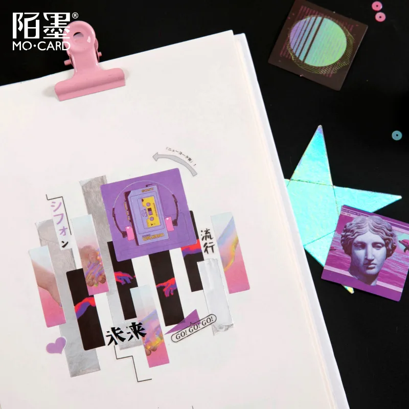 

46 Pcs/box Evening Pink Purple Series Stickers Simple Hand Account Basic DIY Material Decorative Stickers Kawaii Stationery