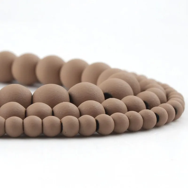 Бусины Из Гематита и натурального каучука матовые Коричневые круглые бусины