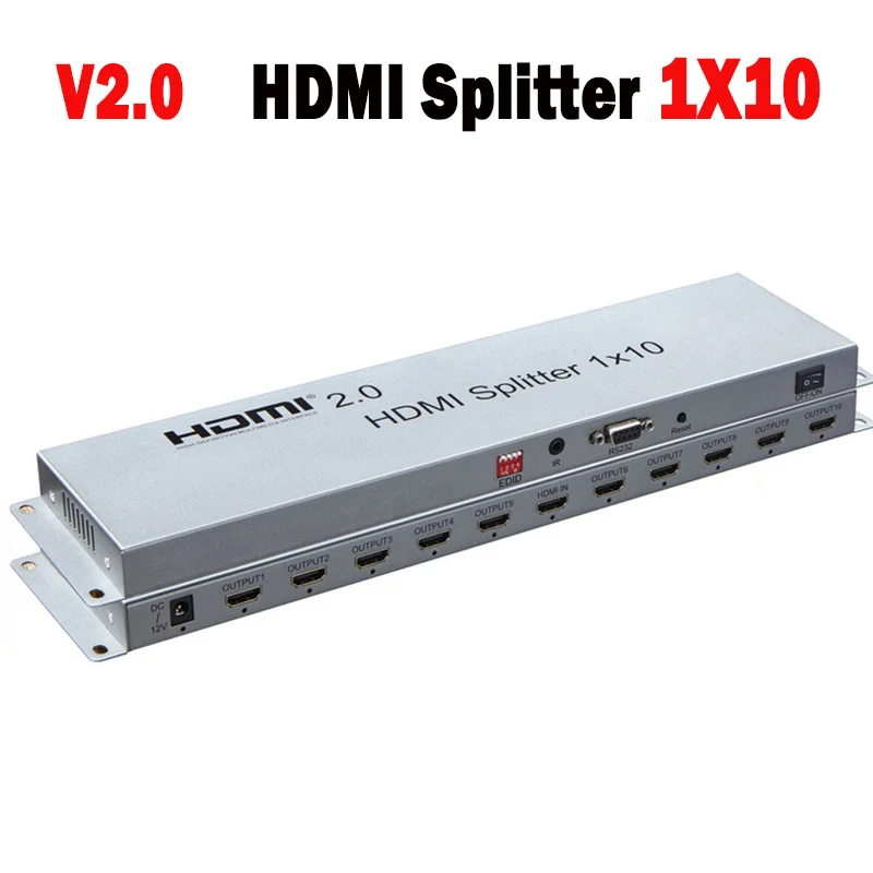 

HDMI 2.0 4K HDMI Splitter 1x10 1080P 3D Video Converter Distributor 1 In 8 10 Out EDID RS232 For PS4 DVD Computer PC TO TV HDTV