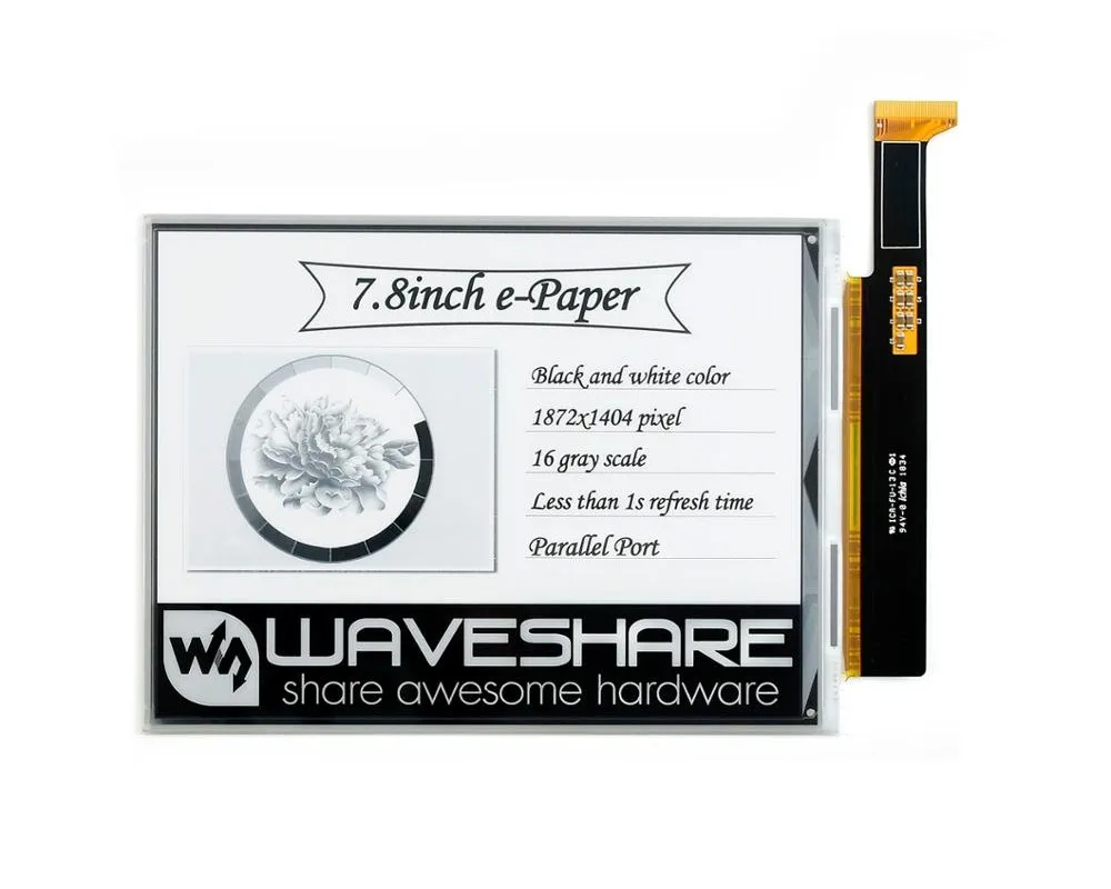 Необработанный дисплей E Ink 7 8 дюйма параллельный порт без печатной платы