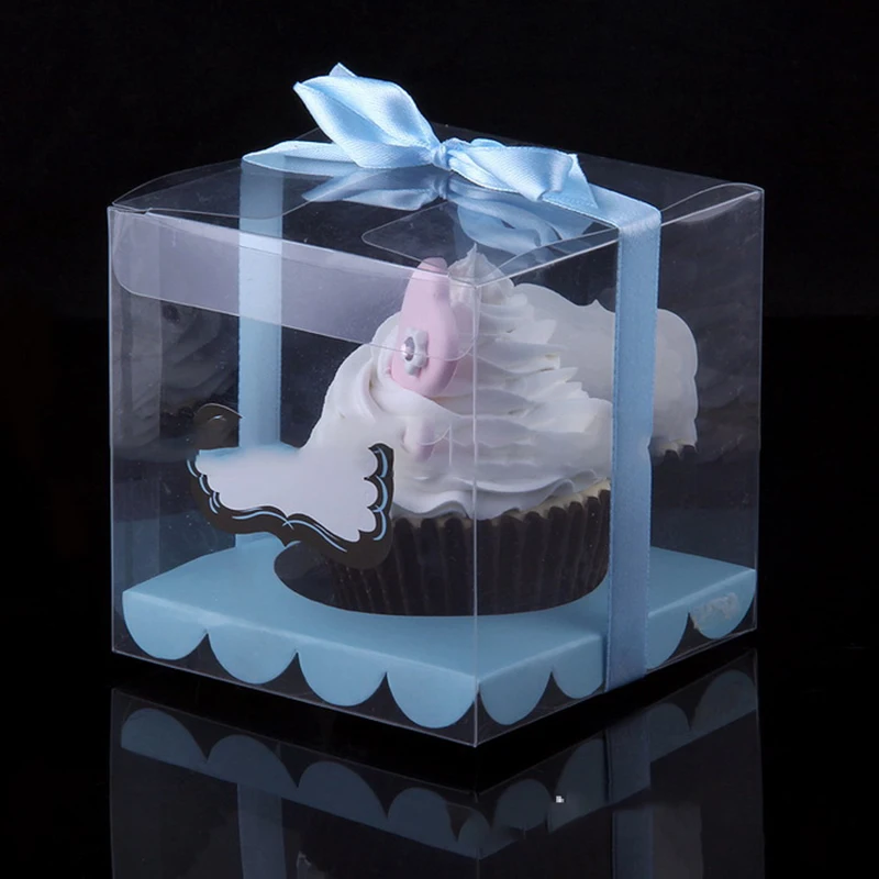 12pcs Transparent Cake Box Flower Gift Birthday Party Anniversary Dessert Storage Boxes Pvc Packaging 9x9x9cm | Дом и сад