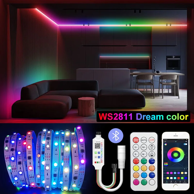 WS2811 Светодиодная лента 5 м 20 светодиодная ленсветильник Dream RGB 5050 SMD отдельно