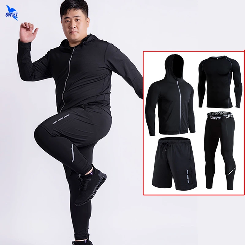 Плюс Размеры 5XL 6XL мужские быстросохнущие 4 шт. комплект для бега сжатия