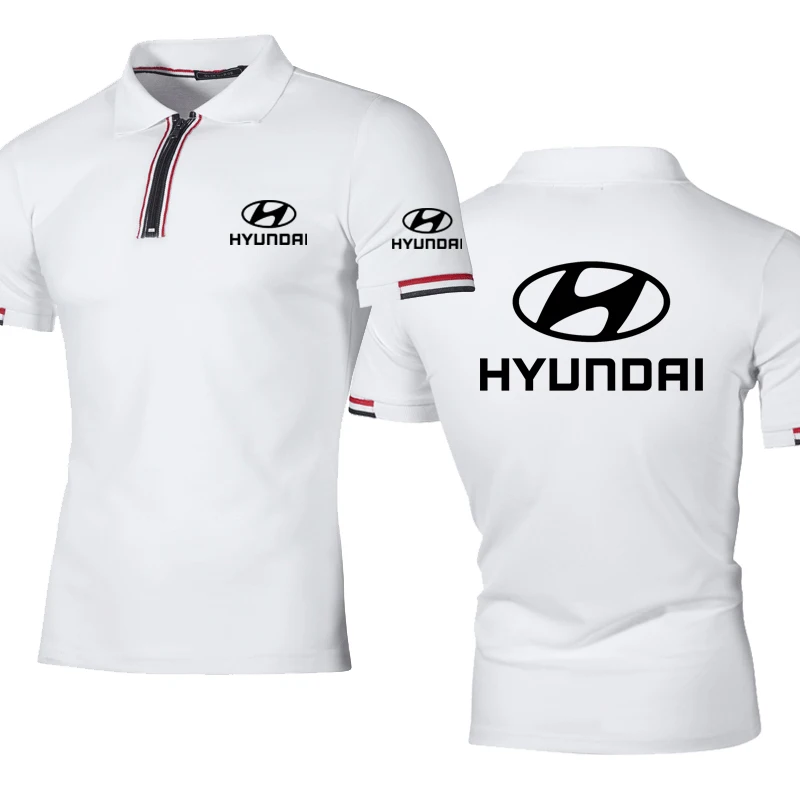 

Новинка 2022, летние модные мужские топы Hyundai с принтом логотипа автомобиля, хлопковые однотонные полосатые комбинированные высококачествен...