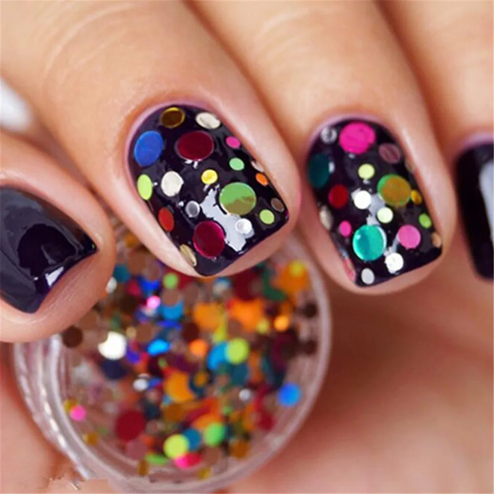1 коробка для дизайна ногтей глиттер круглой формы блестящий конфетти с