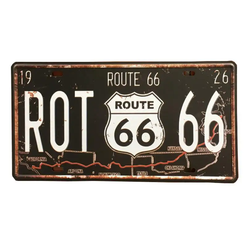 30*15 см США винтажная пластина металлическая жестяная вывеска Route 66 номер автомобиля гаражный Декор номерная табличка плакат клуб на стену Pin Up плакат - Цвет: I