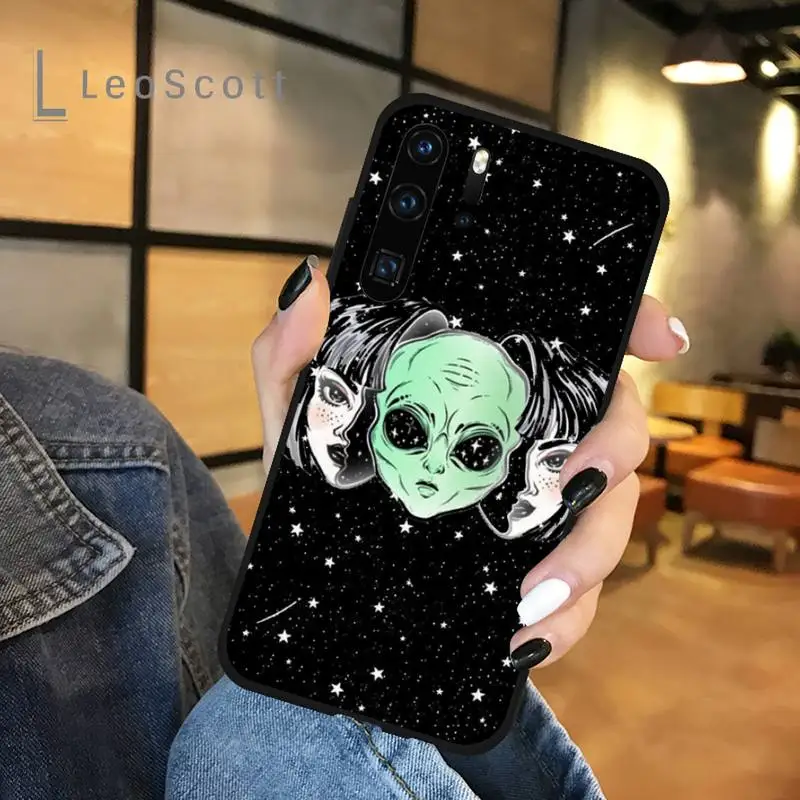 

Aesthetics Cute Cartoon alien space Phone Case For Huawei honor Mate P 9 10 20 30 40 Pro 10i 7 8 a x Lite nova 5t