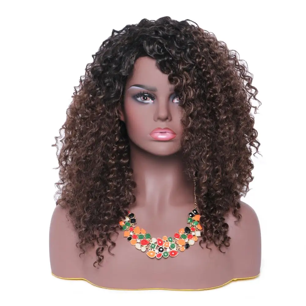 BESTUNG афро средние кудрявые парики для черных женщин Омбре черный до коричневый с