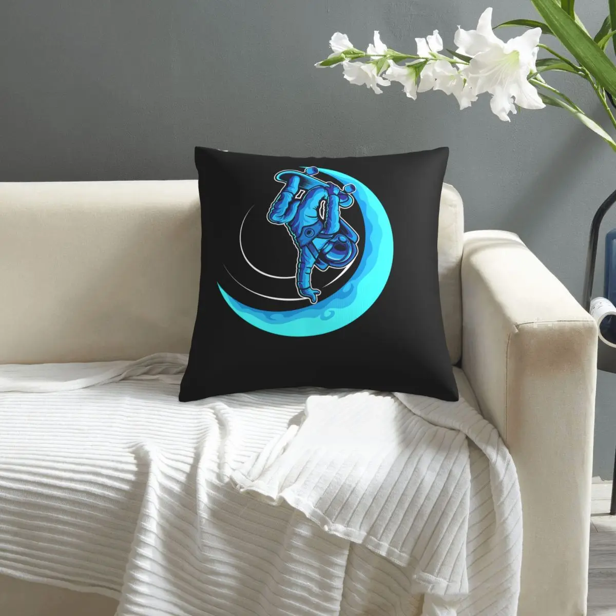 

Astronaut Skating In Moon Awesome Cosmonaut Gifts pattern print Cushion Cover Decorative Pillowcase Chair Seat Square Car Pillow