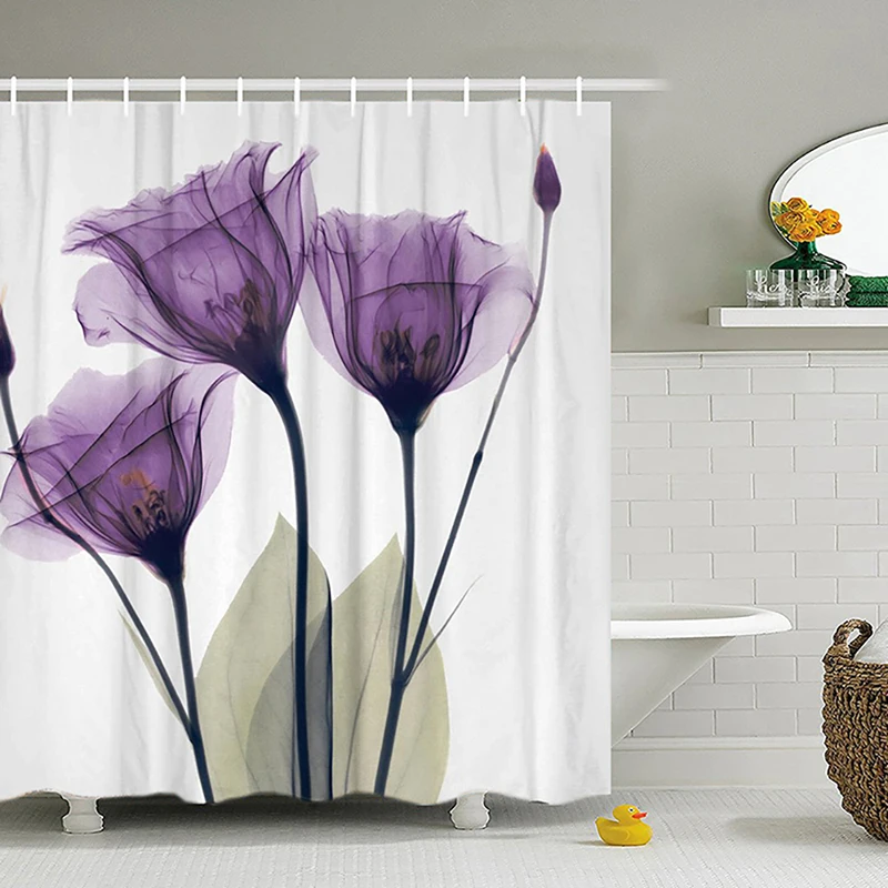 Modern Polyester Waterproof Shower Curtain Bath Bathtub Bathing Sheer Screen for Home Bathroom Cortina with 12 Hooks | Дом и сад