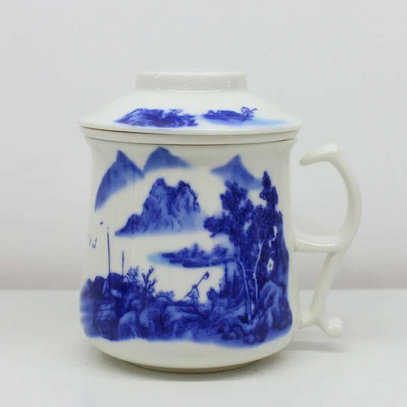 Ручная роспись китайский Стиль снега Чай стаканчик с крышкой для кубиков льда