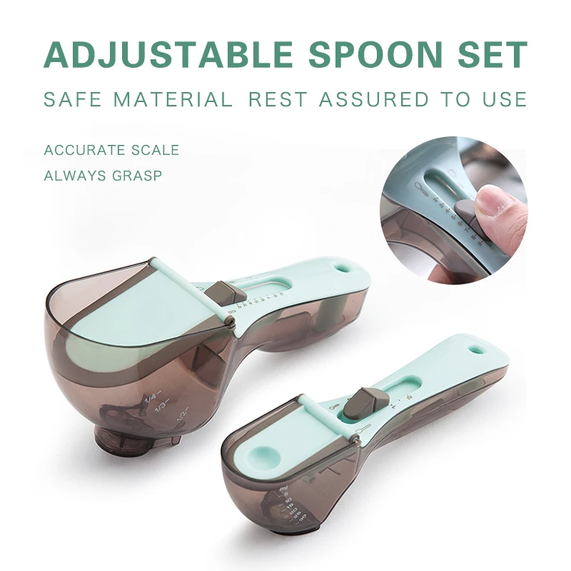 

Adjustable Measuring Scoop Plastic Gauge Scale Baking Supplies Portable Metering Spoon Solid Powder Liquid Measurement tool