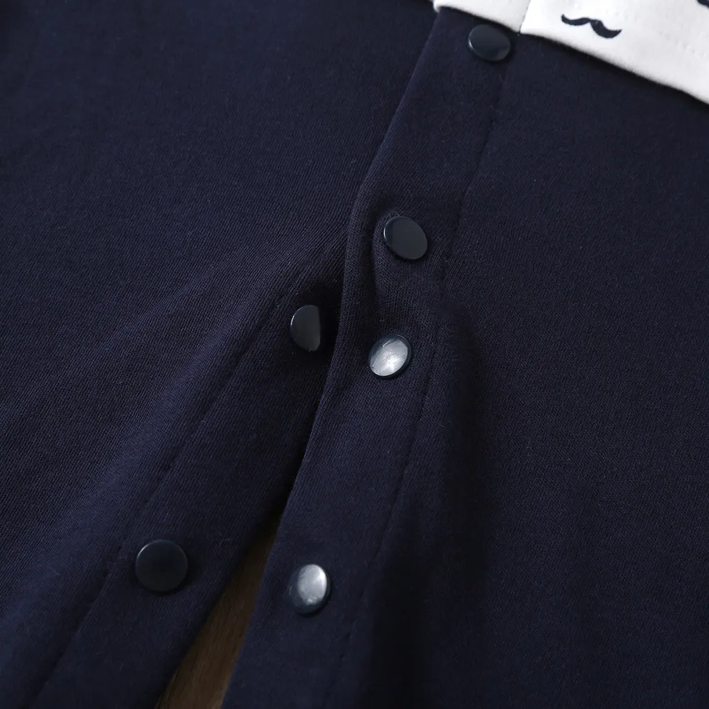 

Newborn Long Sleeve Gentleman's Romper Boys Winter Long Sleeve Romper Gentleman's Bowtie Striped Mustache Printed Romper