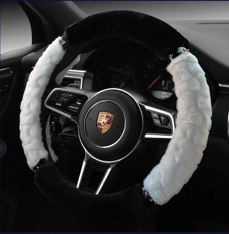 Чехол на руль зимняя короткая плюшевая автомобильная ручка средний размер 38 см