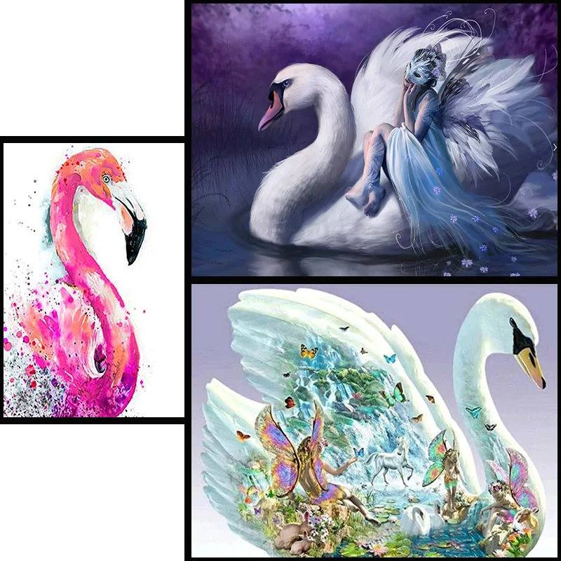 

5d diy mosaic art needlework diamond painting swan rhinestone cross stitch animal diamond swans embroidery new year