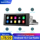 Автомагнитола 1 DIN, Android 10,1, сенсорный экран 6,9 дюйма, GPS, стереоприемник, мультимедийный видеоплеер, Bluetooth, Wi-Fi, вход AUX, USB порт