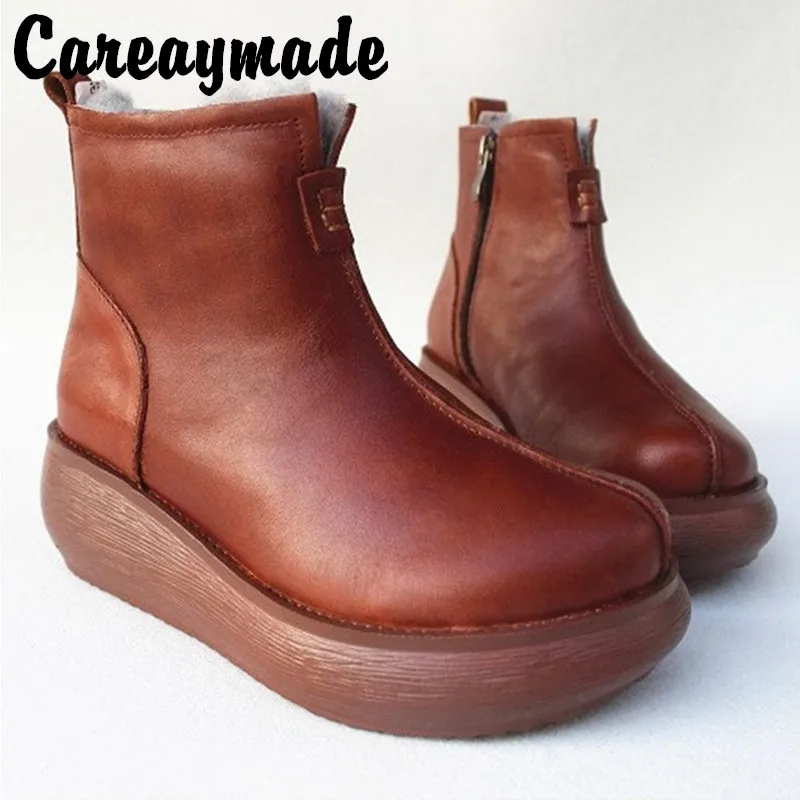 Кожаные туфли Careaymade из чистой шерсти на среднем высоком каблуке оригинальная