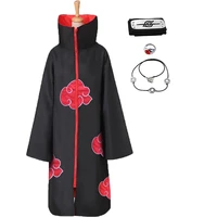 3pcs itachi cosplay costume cloak long red cloud robe halloween costumes cloak costume with headband and ring