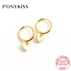 Женские глянцевые серьги-кольца PONYKISS из стерлингового серебра 925 пробы с сердечком, Подарок на годовщину