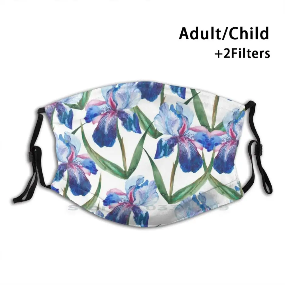 

Маска для лица с фильтром для взрослых и детей, моющаяся смешная с узорами, бесшовные декоративные узоры, с орнаментом, голубая мечта цветов