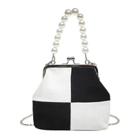 corduroy pearl handle women shoulder bag casual contrast color chain crossbody bag shell bag luxury designer handbags and purses