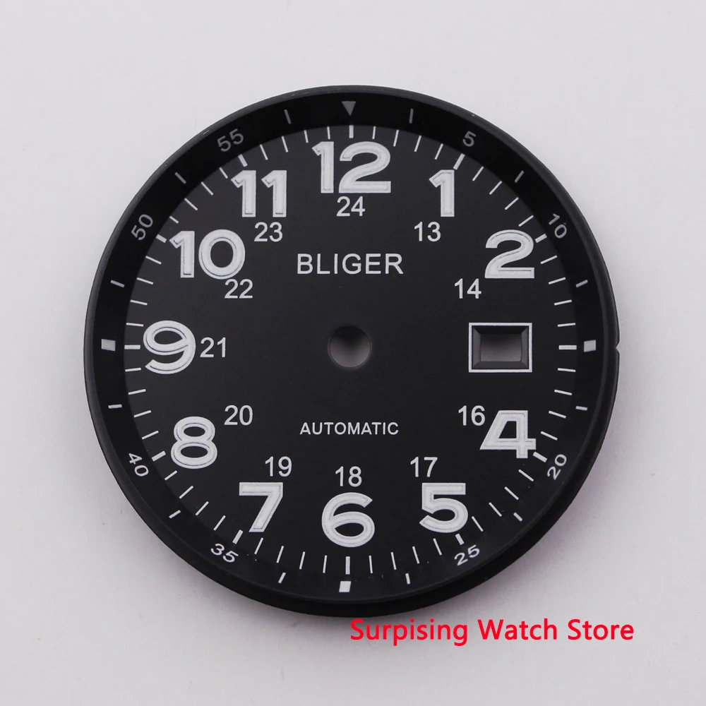 

33MM BLIGER Sterile Dial Date Window Luminous Marks Fit for ETA 2824 2836 MIYOTA 8215 821A Movement Watch Dial