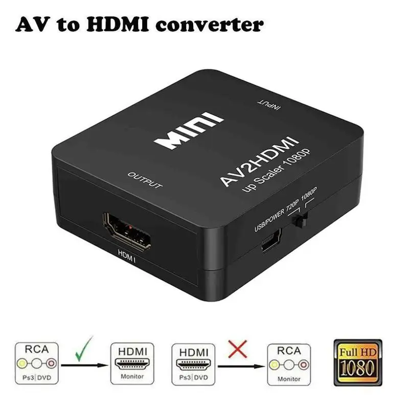 Преобразователь компонентов Hdmi в Rca Av Cvbs скалер 1080p видео адаптер для мониторного