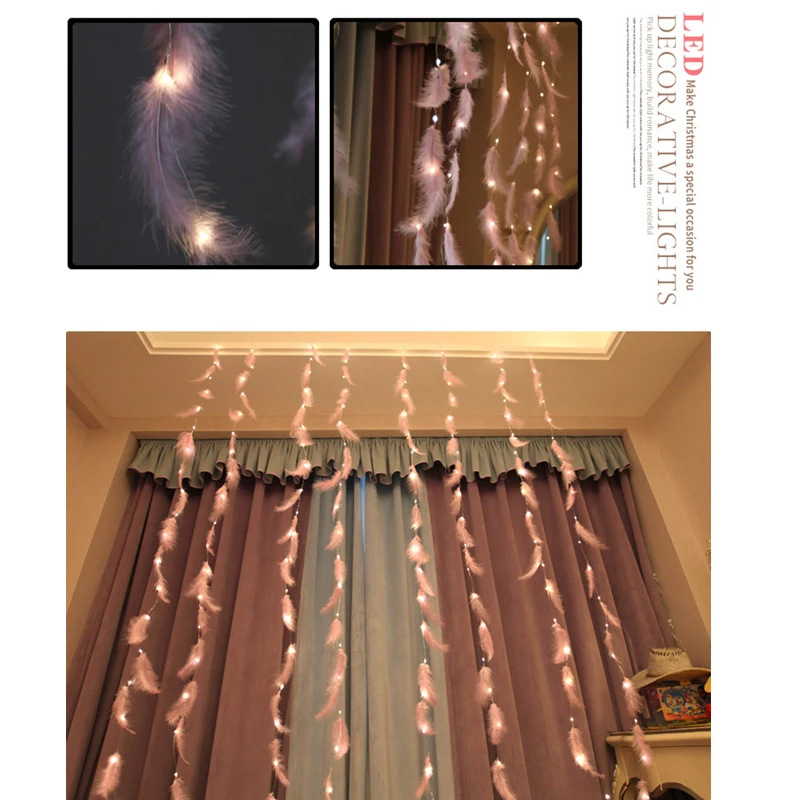 СВЕТОДИОДНЫЕ гирлянды перо Фея занавес свет USB Медные провода с подсветкой для