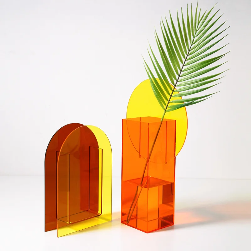 

Creative Home Decor Nordic Colorful Acrylic Vase flower Vases Living Room Desktop Home Decoration Modern Vases For Flowers