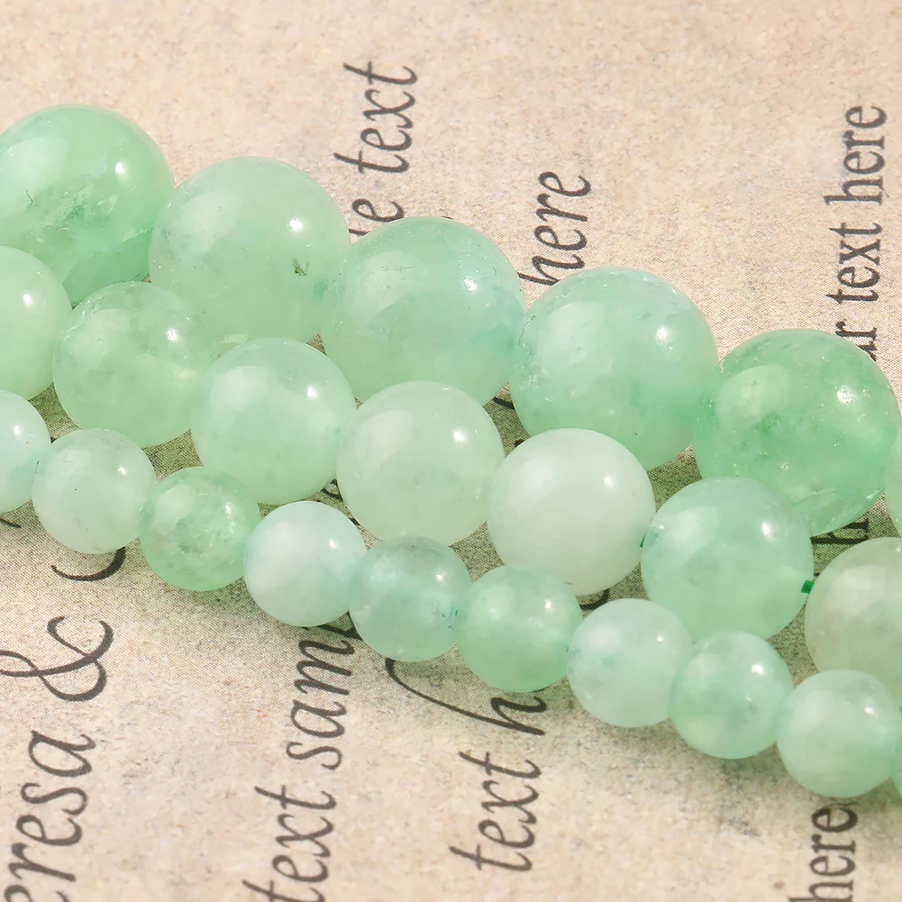 

6/8/10MM Light Green Natural Amethysts Agates Beads Round Loose Stone Beads For Jewelry Making Diy Bracelets Accessories 15inch
