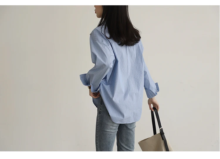

Houthion Solid Women's Blouse Loose Chiffon Blouse Breasted Casual New Korean Long Sleeve Top Fashion Blouses Button