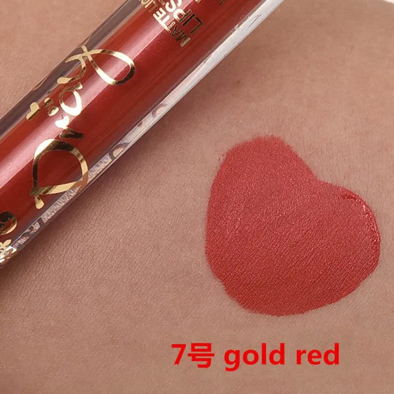 Цветная водостойкая блестящая жидкая матовая помада для губ в металлическом