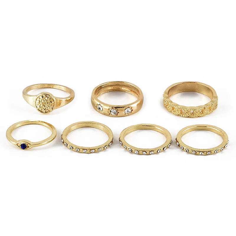 7 шт./компл. для женщин моды кольца в виде геометрических фигур глаза с украшением