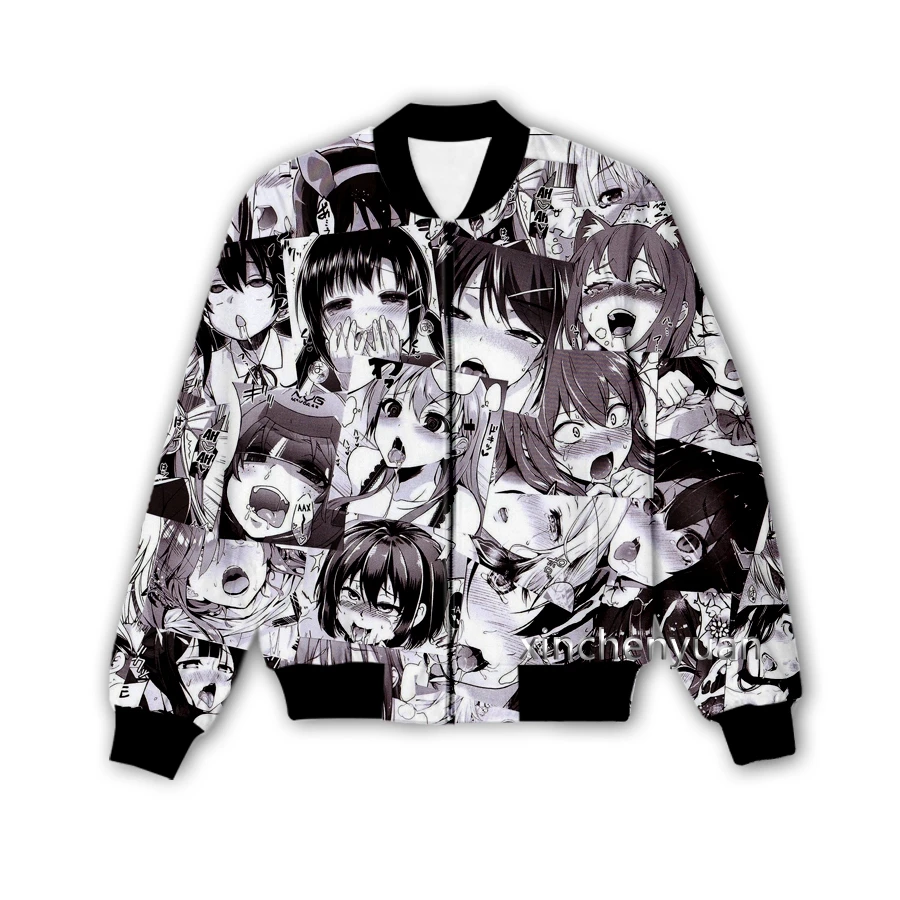 Новая Мужская/Женская Повседневная куртка xinchenyuan Ahegao с 3D принтом аниме модная