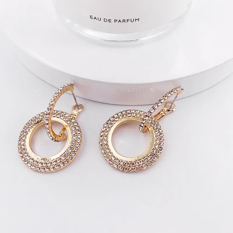 Женские круглые серьги с кристаллами модные роскошные геометрические