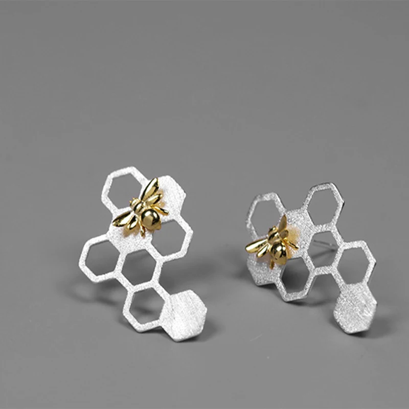 Acecare новинка пчела соты серьги-гвоздики насекомое животное золотой цвет милый