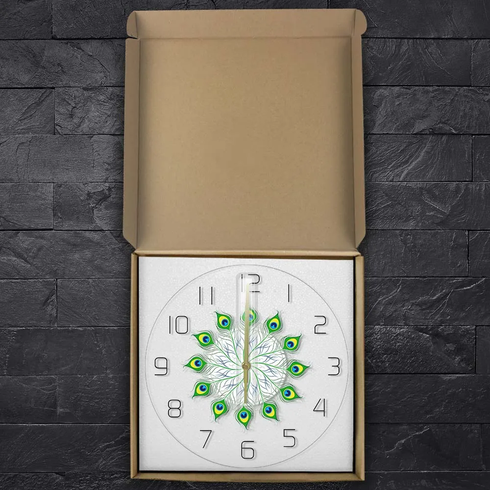 Современные настенные часы с изображением павлиньих перьев мандалы винтажный