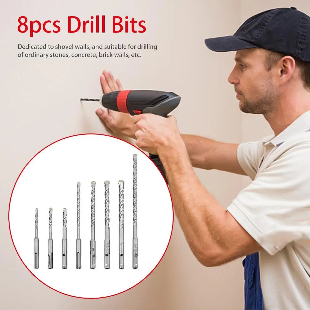 Набор твердосплавных насадок для дрели SDS Plus комплект из 8 5/6/8/10/12 мм сверления