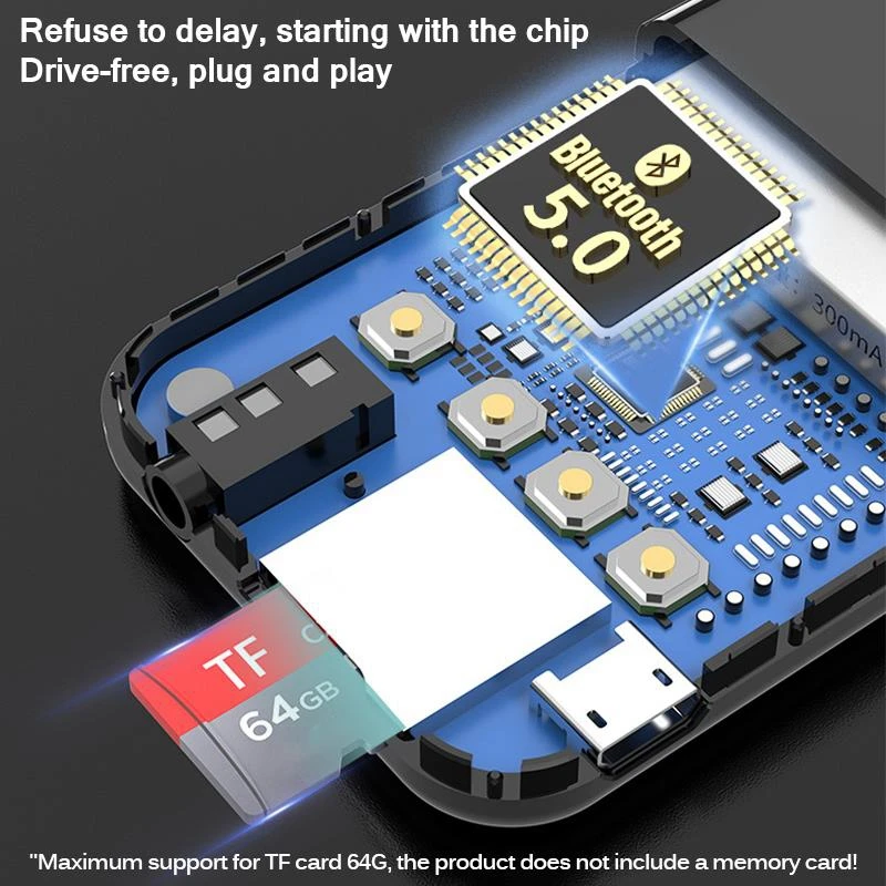 

FM Transmitter Headphones Speakers LED Screen Support TF Card Bluetooth 5.0 Receiver