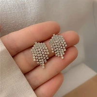 jp56 s925 silver needles drop earring cubic zirconia high quality short tassel earrings sparkling smart jewelry for women gifts