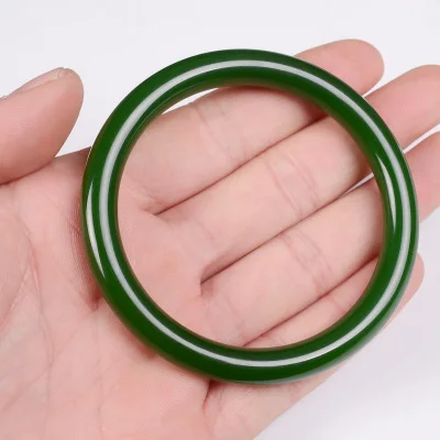 

Zheru Jewelry Natural Hetian Jade Round Bar Green 54-64mm Bracelet Elegant Princess Jewelry For Mom For Girlfriend