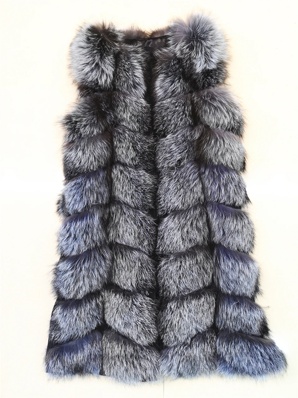 Женский меховой жилет длинный из натурального Меха чернобурки пальто для женщин