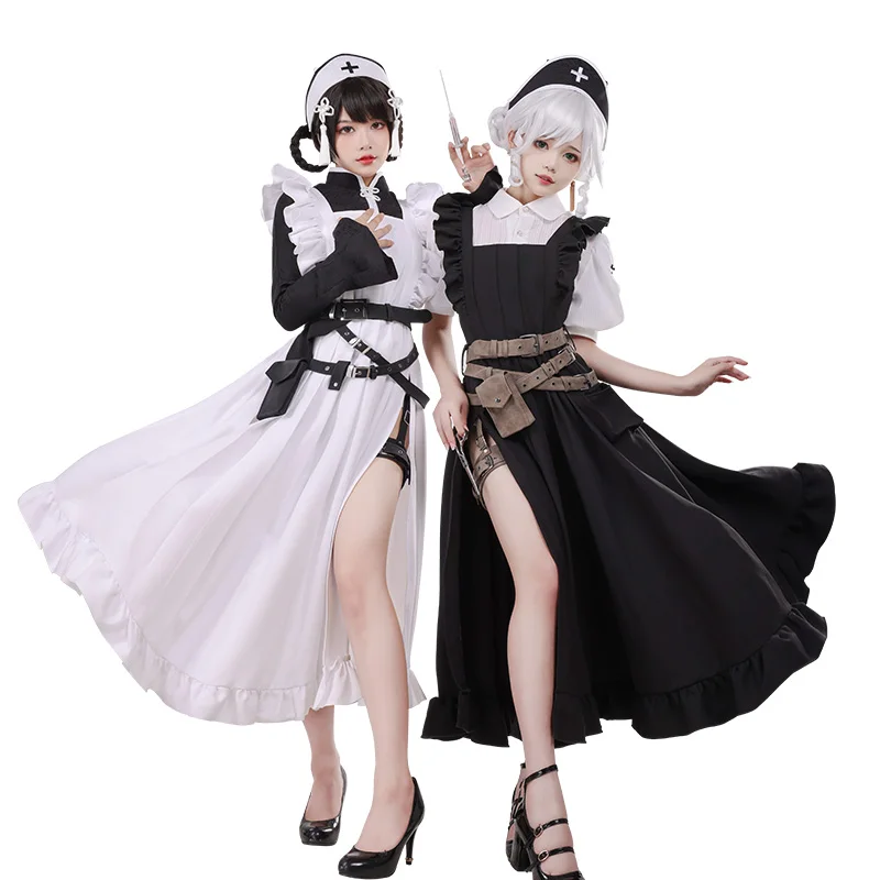 Dokidoki-SR Униформа горничной на Хэллоуин милый костюм для косплея женский длинный