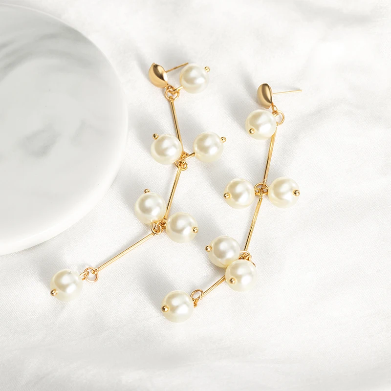 

Vintage Gold Color Long Tassel Drop Earrings for Women Geometric Pendientes Korean Earring Fashion Jewelry 2021 Trend Jewelry