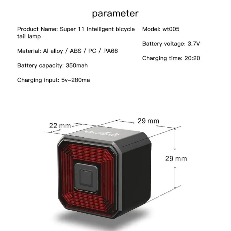 

2021 Bicycle Brake Induction Taillight Intelligent Brake Taillight Safety Warning Light Usb Charging Taillight Riding Taillights