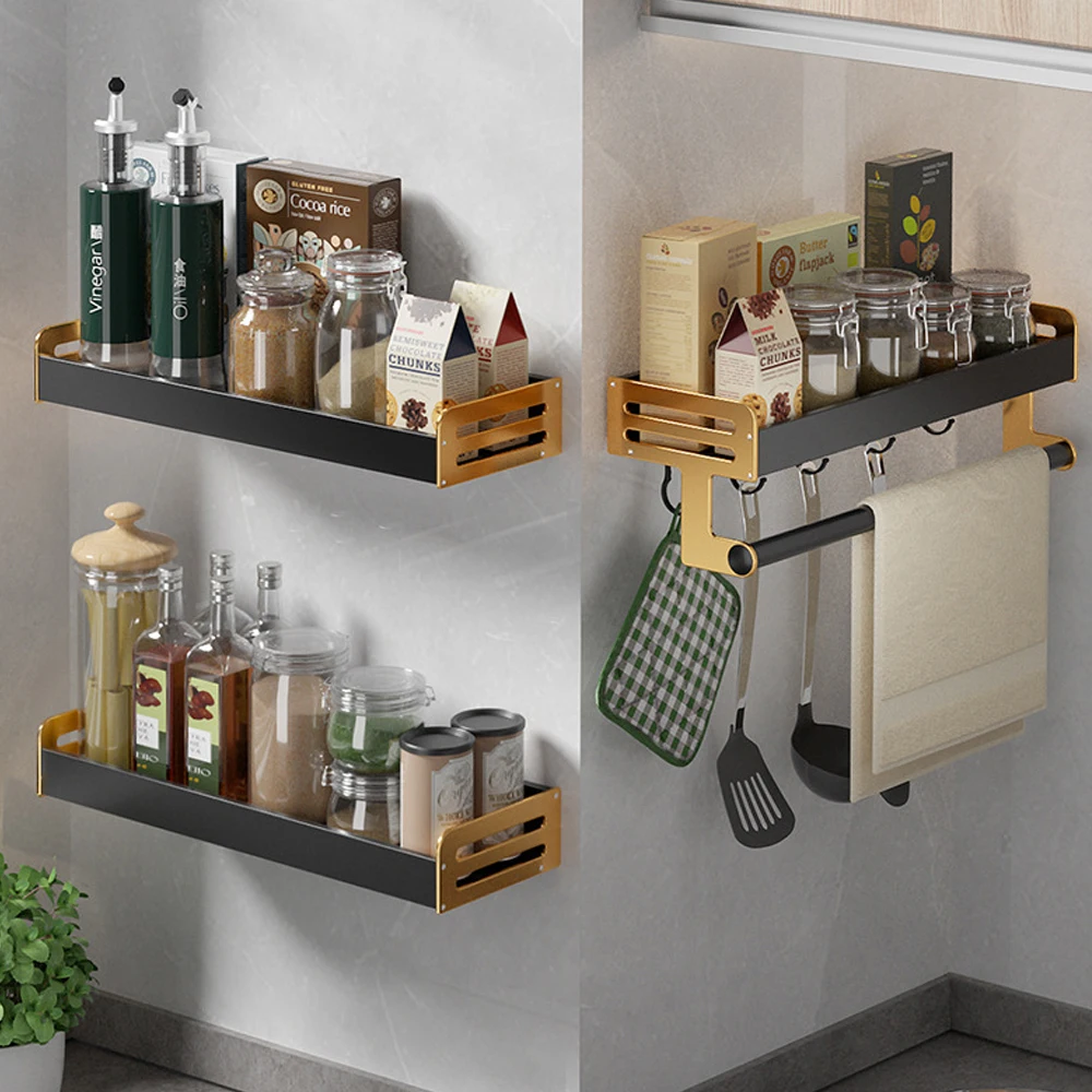 kitchen storage shelves basket wall mount spice jars rack holder cabinet organizer bathroom shelf kitchen organizer accessories free global shipping