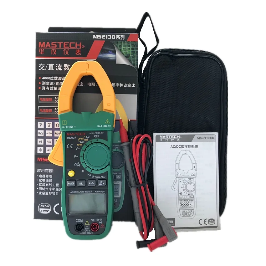 MS2138 Digital Clamp Meter Multimeter 4000 Counts Voltmeter AC/DC Current 1000A Voltage Indicator Resistance Capacitance Tester