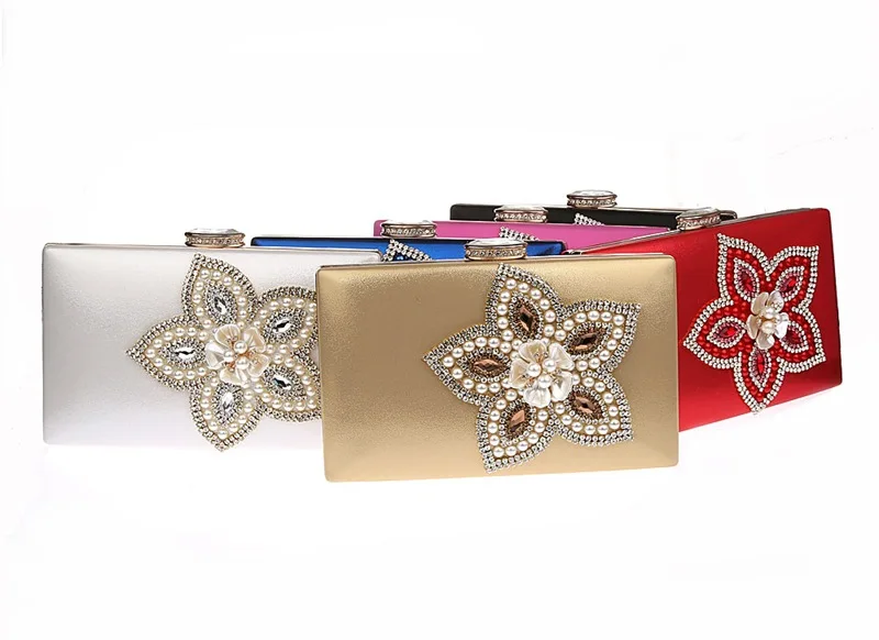 

Shoulder Bags New Fashion Imitation Pearl Water Drill Bag Flower Bag Dinner Bag Hand Bag Bride Bag Wedding Purses for Bride