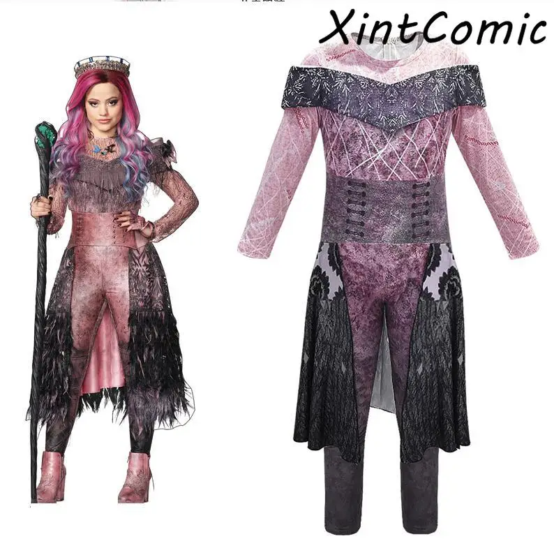 Потомки 3 мал Берта малефисент длинный живой злой Прямой Фиолетовый Детский